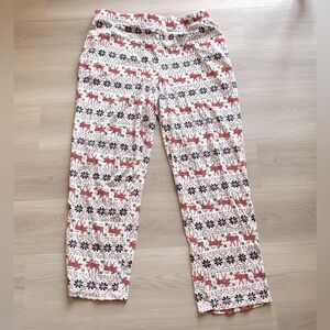 Pajama Lounge Pants Moose Snowflake Women’s Winter Festive Holiday L/XL NWOT